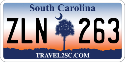 SC license plate ZLN263