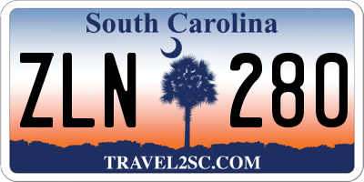 SC license plate ZLN280