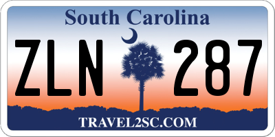 SC license plate ZLN287