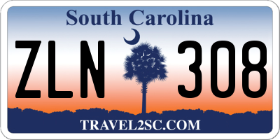 SC license plate ZLN308