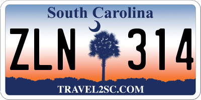 SC license plate ZLN314