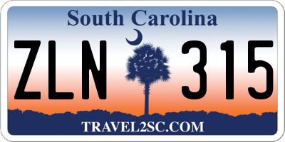 SC license plate ZLN315