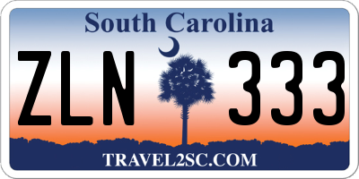 SC license plate ZLN333