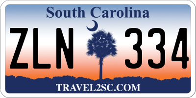 SC license plate ZLN334