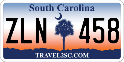 SC license plate ZLN458