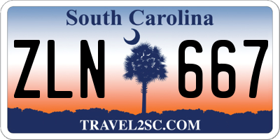 SC license plate ZLN667