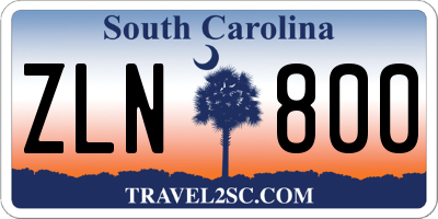 SC license plate ZLN800