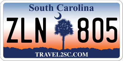 SC license plate ZLN805