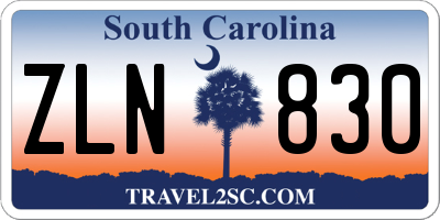 SC license plate ZLN830