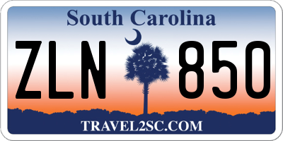 SC license plate ZLN850