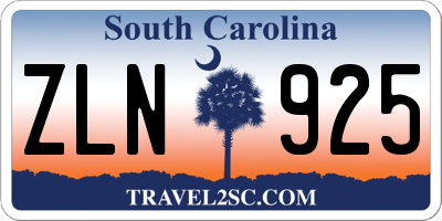 SC license plate ZLN925