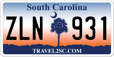 SC license plate ZLN931