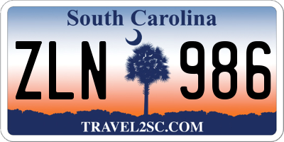 SC license plate ZLN986