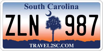 SC license plate ZLN987