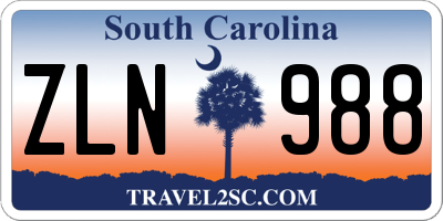 SC license plate ZLN988