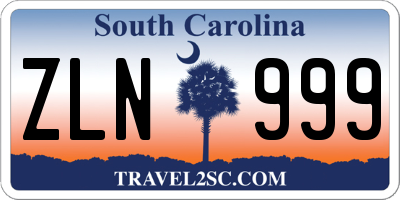 SC license plate ZLN999