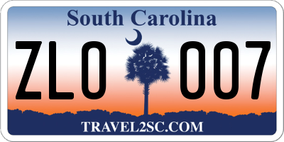 SC license plate ZLO007