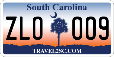 SC license plate ZLO009