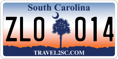 SC license plate ZLO014