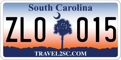 SC license plate ZLO015