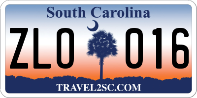 SC license plate ZLO016