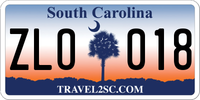 SC license plate ZLO018