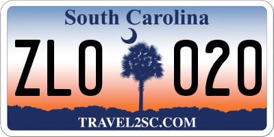 SC license plate ZLO020