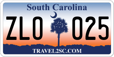 SC license plate ZLO025