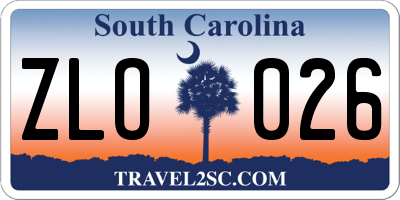 SC license plate ZLO026