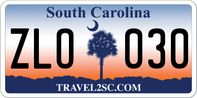 SC license plate ZLO030