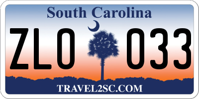 SC license plate ZLO033