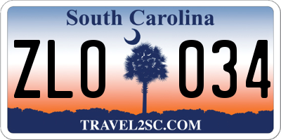 SC license plate ZLO034