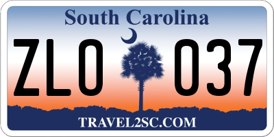 SC license plate ZLO037
