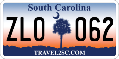 SC license plate ZLO062