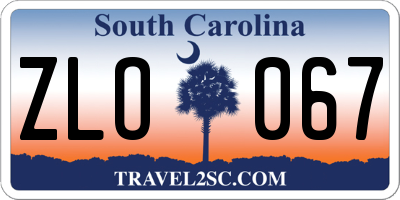 SC license plate ZLO067