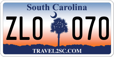 SC license plate ZLO070