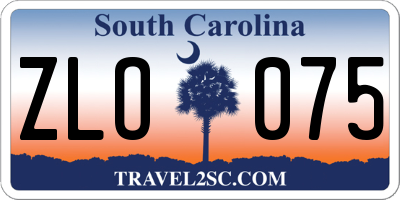 SC license plate ZLO075