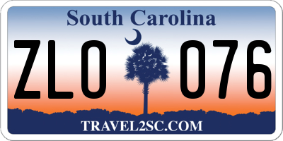 SC license plate ZLO076