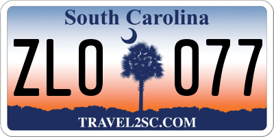 SC license plate ZLO077