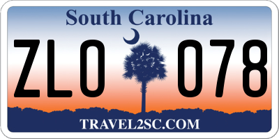 SC license plate ZLO078