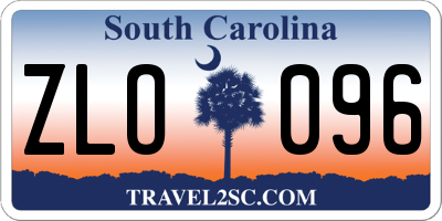 SC license plate ZLO096