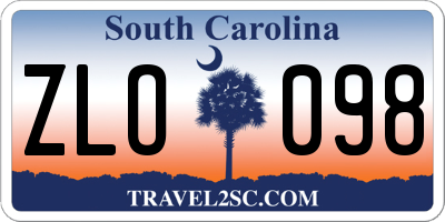 SC license plate ZLO098