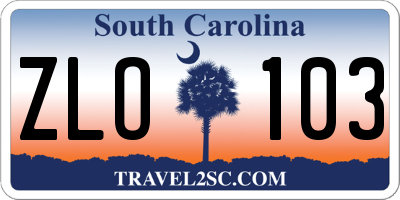 SC license plate ZLO103