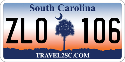 SC license plate ZLO106