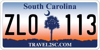 SC license plate ZLO113