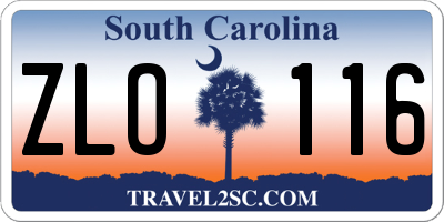 SC license plate ZLO116