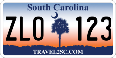 SC license plate ZLO123