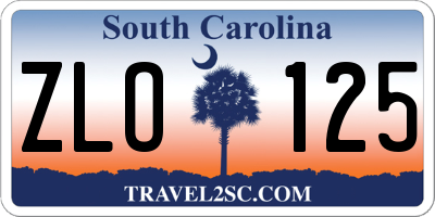SC license plate ZLO125