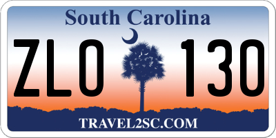 SC license plate ZLO130