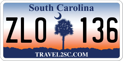SC license plate ZLO136